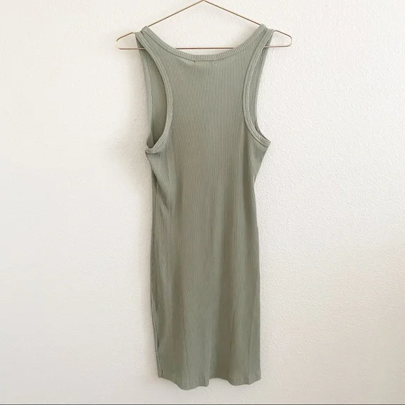 John Elliott Cotton Ribbed Tank Dress Chaparral Sage Green NWT L - Picture 6 of 9